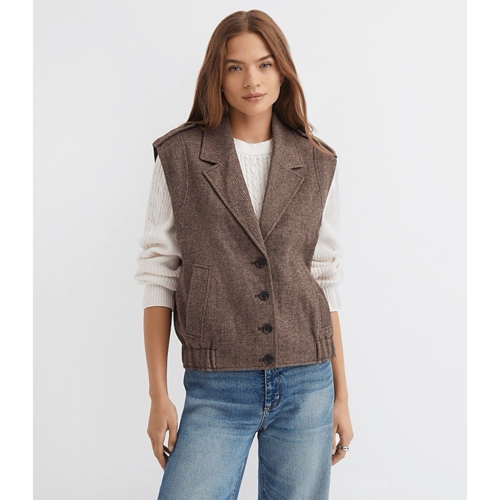 NWT LOFT Relaxed Vest Jacket Sz S Academia Old Money Momcore Town & Country $115